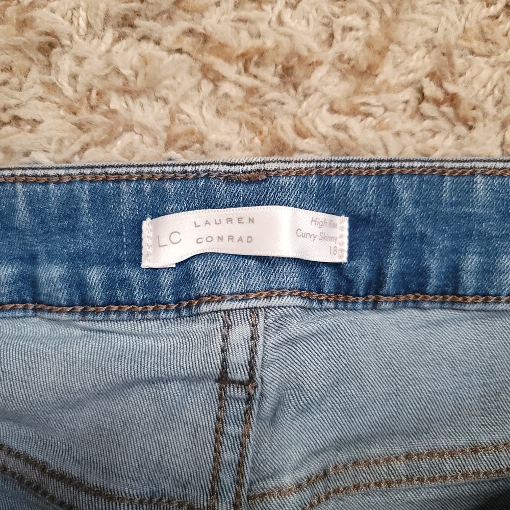 LC Lauren Conrad Curvy Skinny Jeans Women 18 Blue High Rise Medium Wash Stretch